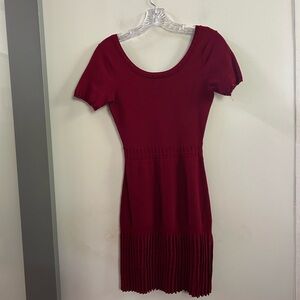 Sandro red pleated knit dress small